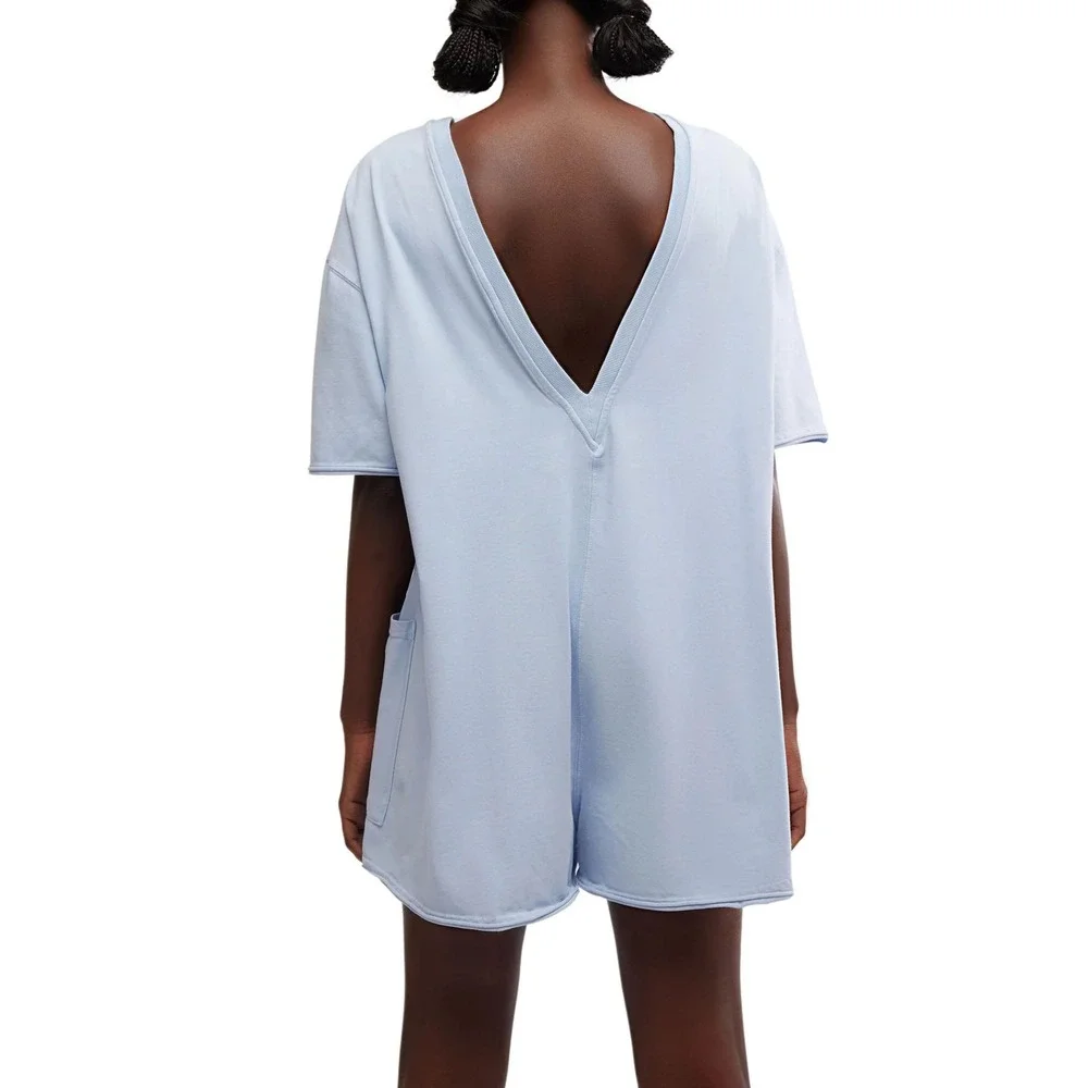 FP Movement Free‎ People Hot Shot Tee Romper Steel Blue Size Large NWT - Picture 4 of 8